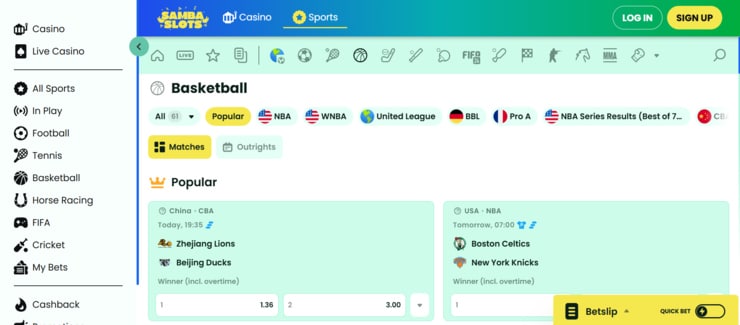 nz betting sites Samba Slots Basketball