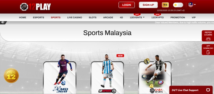 12play - one of the best sports betting sites in Malaysia