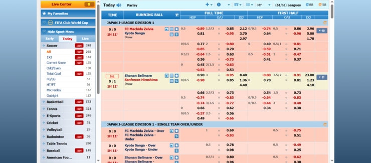 BK8 sports betting markets and odds