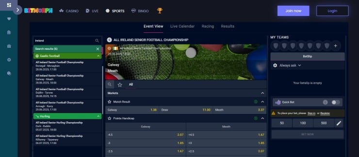 BetMorph - Irish online bookmaker with diverse betting markets