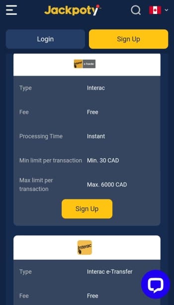 make a deposit at a Jackpoty betting app