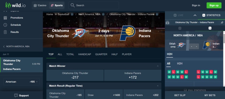 best betting sites Wild.io odds