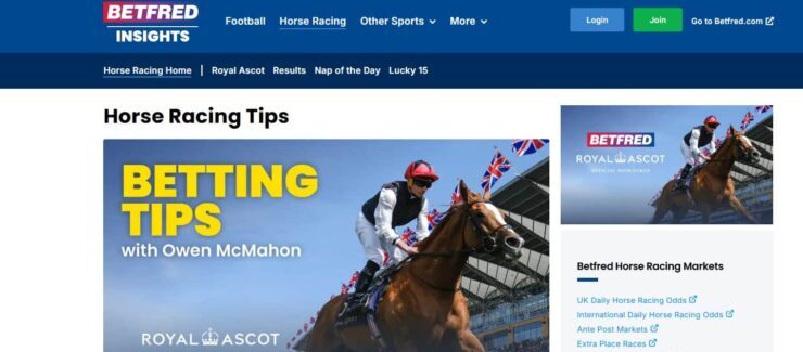 Betfred horse racing tips section