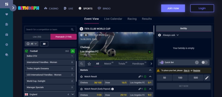 BetMorph - one of the best best bookies for football betting in the UK