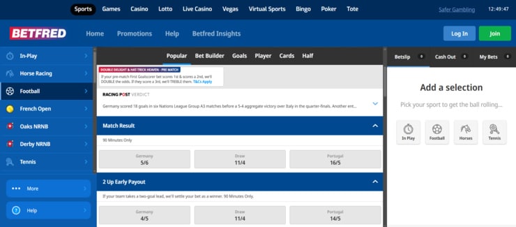 BetFred football betting odds and markets