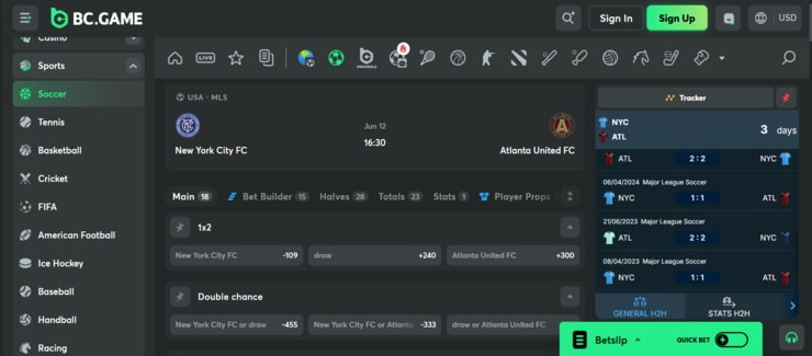 mls betting sites BC.Game soccer odds