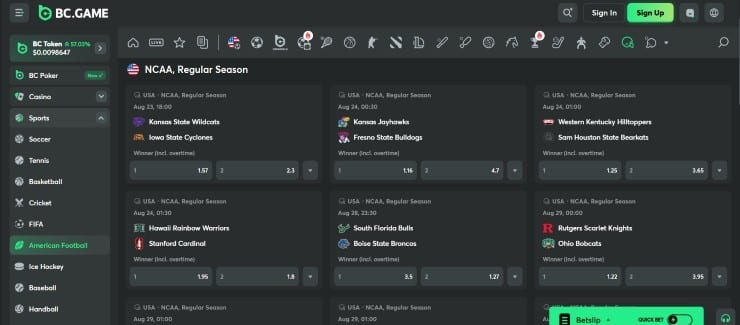 BC Game - one of the best AR Betting Sites
