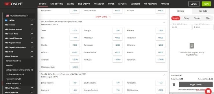 BetOnline - one of the best New Jersey betting sites
