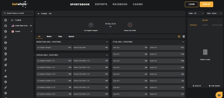 BetWhale - overall best New Jersey sports betting site