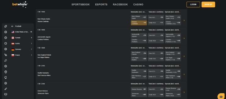 BetWhale - select your bets