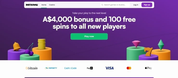 InstaSpin - one of the best betting apps with PayID in Australia