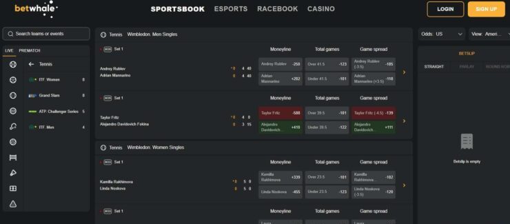 Place a wager at BetWhale