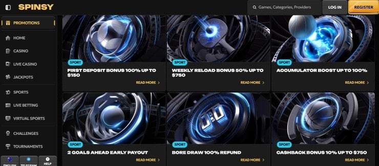 Spinsy betting promotions