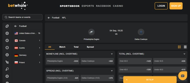 Start Betting at BetWhale