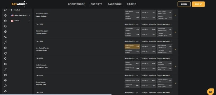 BetWhale - overall best Maine sports betting site