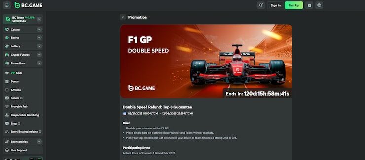 BC.Game - F1 betting promotion