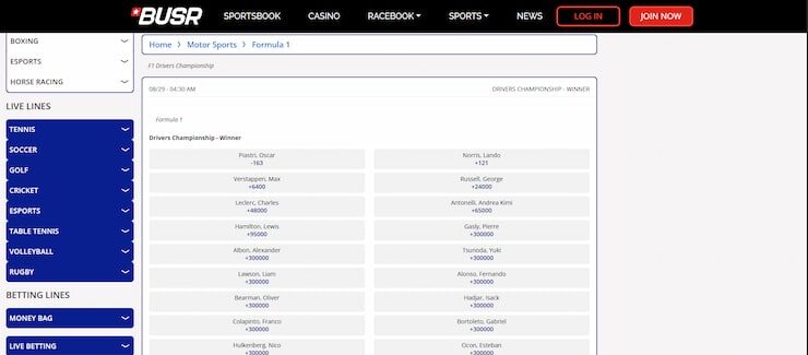 BUSR - F1 bookmaker