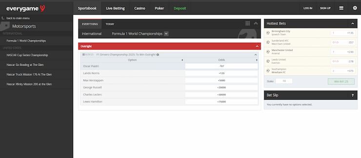 Everygame - betting on F1