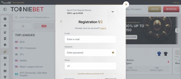 register with ToonieBet