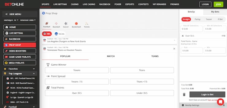 BetOnline - one of the best sites for sports betting in Tennessee