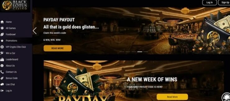 A look at the promotions page of Black Lotus Casino