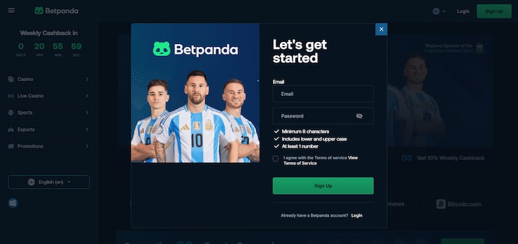 Create a BetPanda Bitcoin casino account