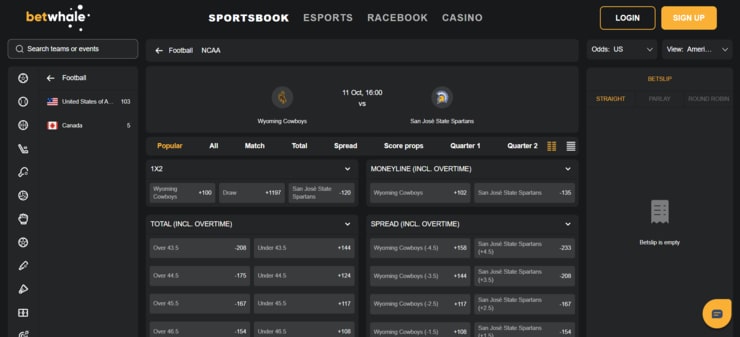 BetWhale a top Wyoming sportsbook for NCAA betting