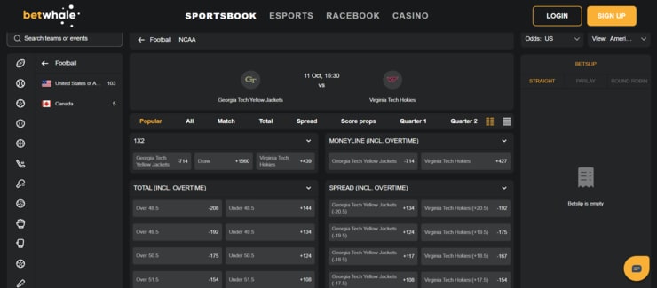 BetWhale top choice for West Virginia sports betting on NCAA