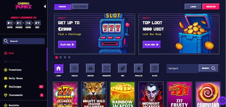 CasinoPunkz has the best Bitcoin casino interface