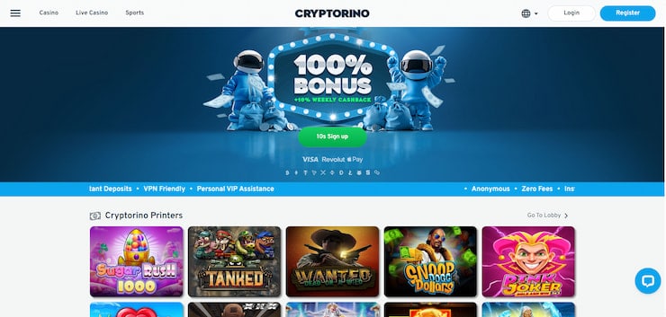 Cryptorino is one of the best Bitcoin casinos for fair play gameplay
