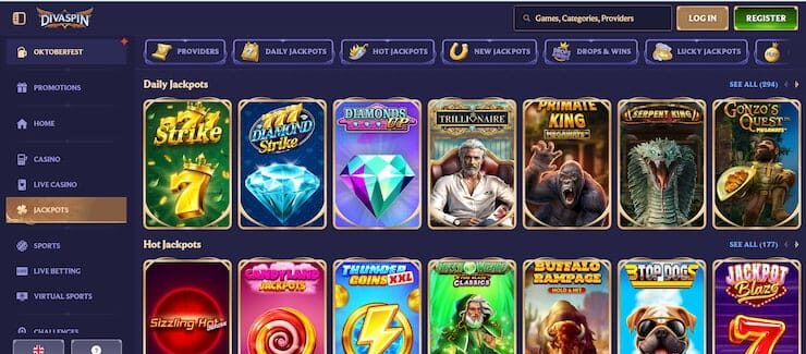 a look at the top jackpot online pokies at DivaSpin