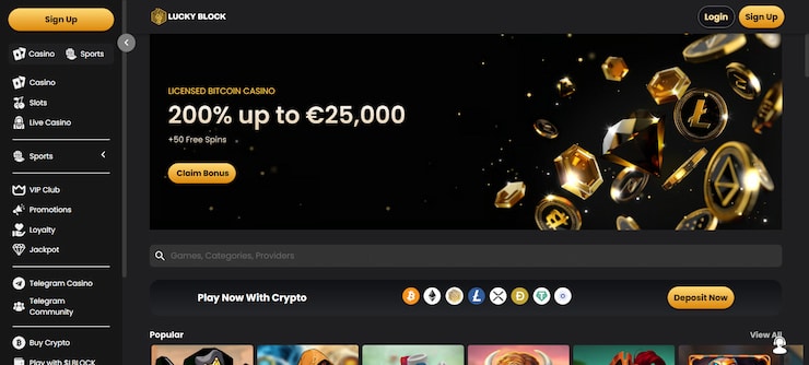 Lucky Block Casino offers generous bonuses and promotions for no KYC Casinos