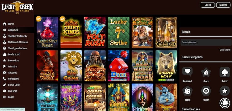 Lucky Creek offers players online slot casino tournaments and a great VIP program