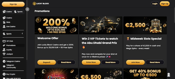 Lucky Block offers big promotions for Telegram casino players.