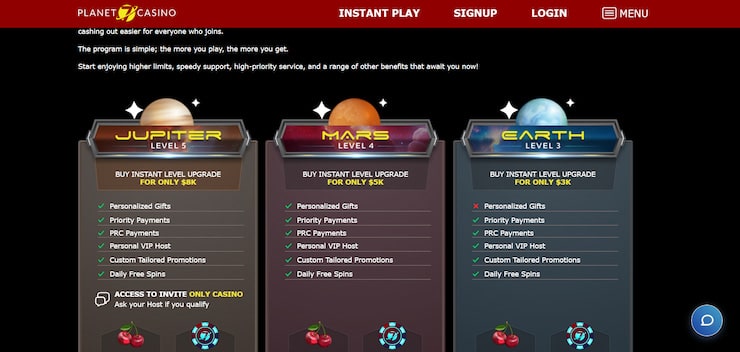 Planet 7 is an Inclave casino with a fantastic VIP program