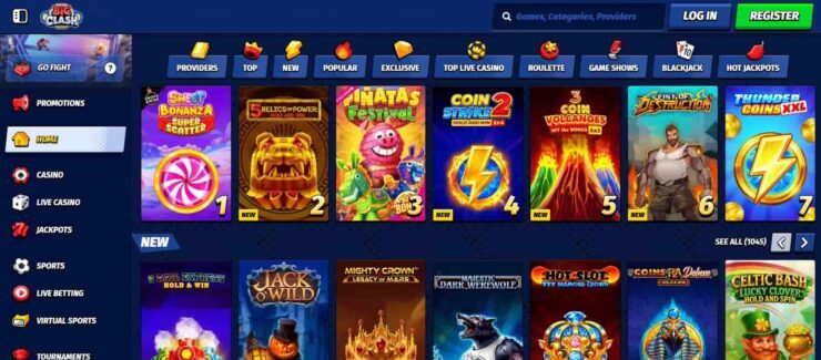 a screenshot of the online pokies available at BigClash