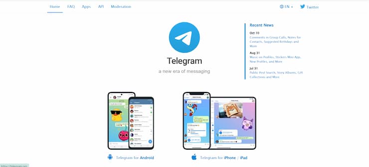 Telegram mobile app messaging