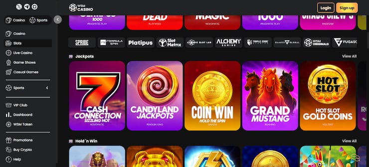 WSM Casino offers fast payout slots to Telegram casino players