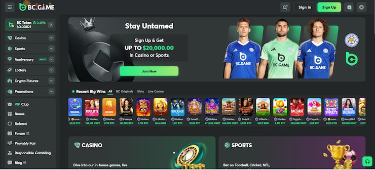 BC.Game offers thousands of different slots for crypto players to try