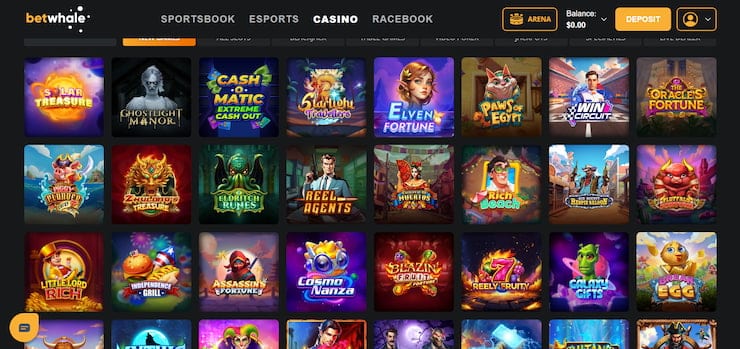 a snapshot at the games on offer at BetWhale