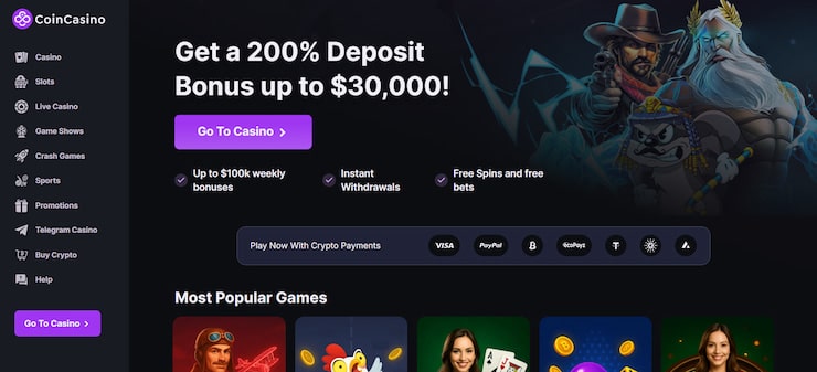 CoinCasino offers provably fair games and a sleek design for Bitcoin casino Australia players