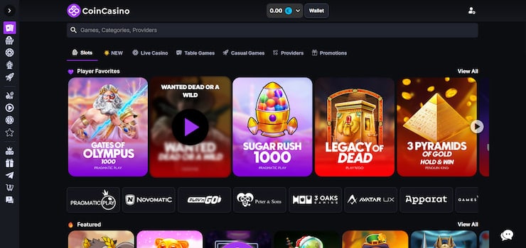 Step 4: Choose the CoinCasino game you want to play with