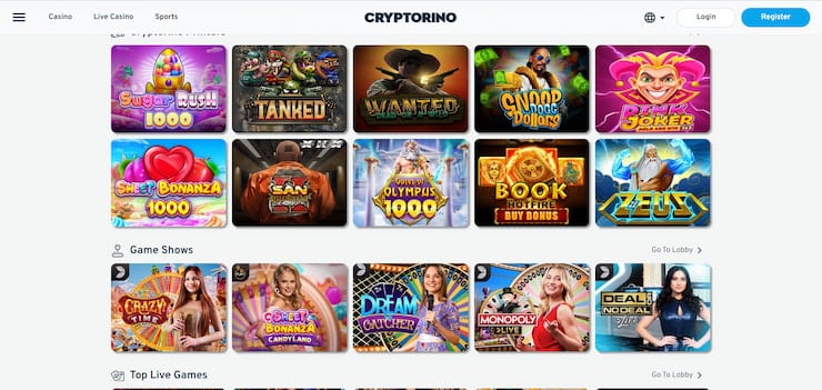 Cryptorino - one of the most trusted no account online casinos