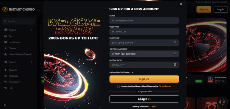 Instant Casino Screenshot