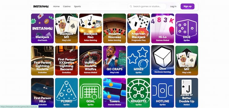 Instaspin offers a versatile interface for online casino players in India