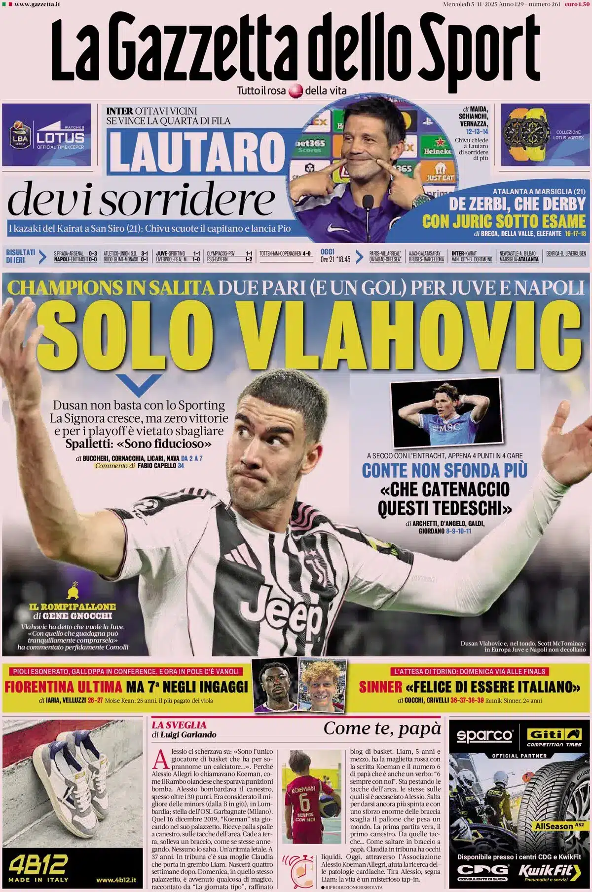 Wednesday’s Paper Round-Up: Dusan Vlahovic Rescues Juve