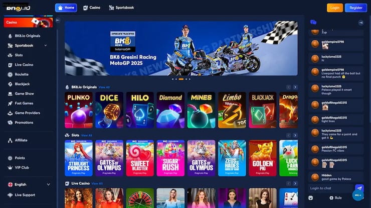 The BK8 Malaysia online casino interface