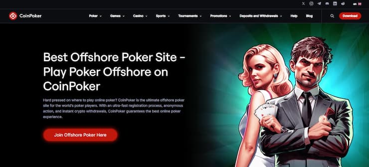Snapshot of CoinPoker casino lobby for Colorado online casino players