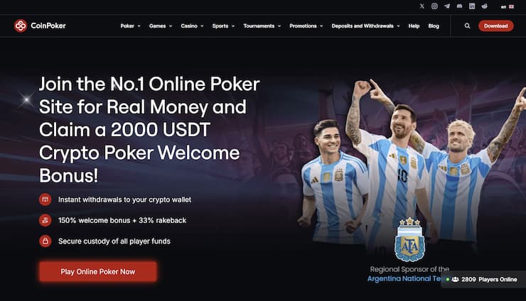 An image showing CoinPoker landing page.