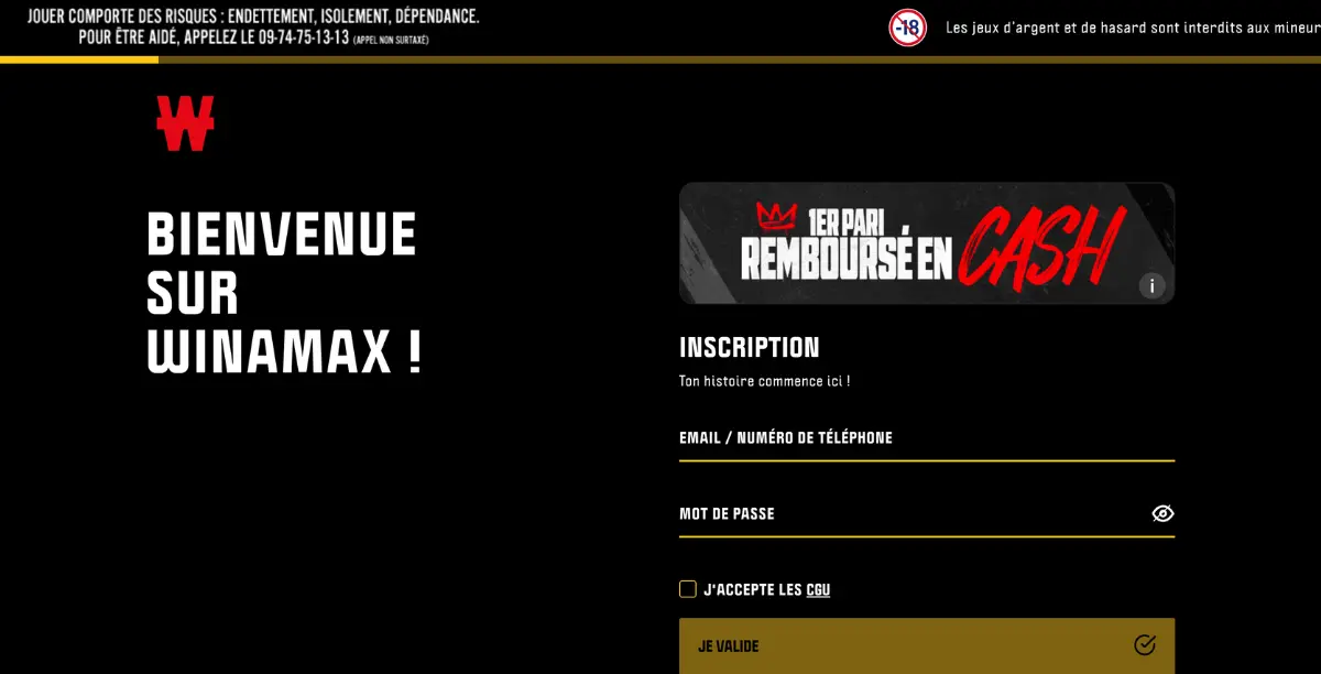 inscription sur winamax